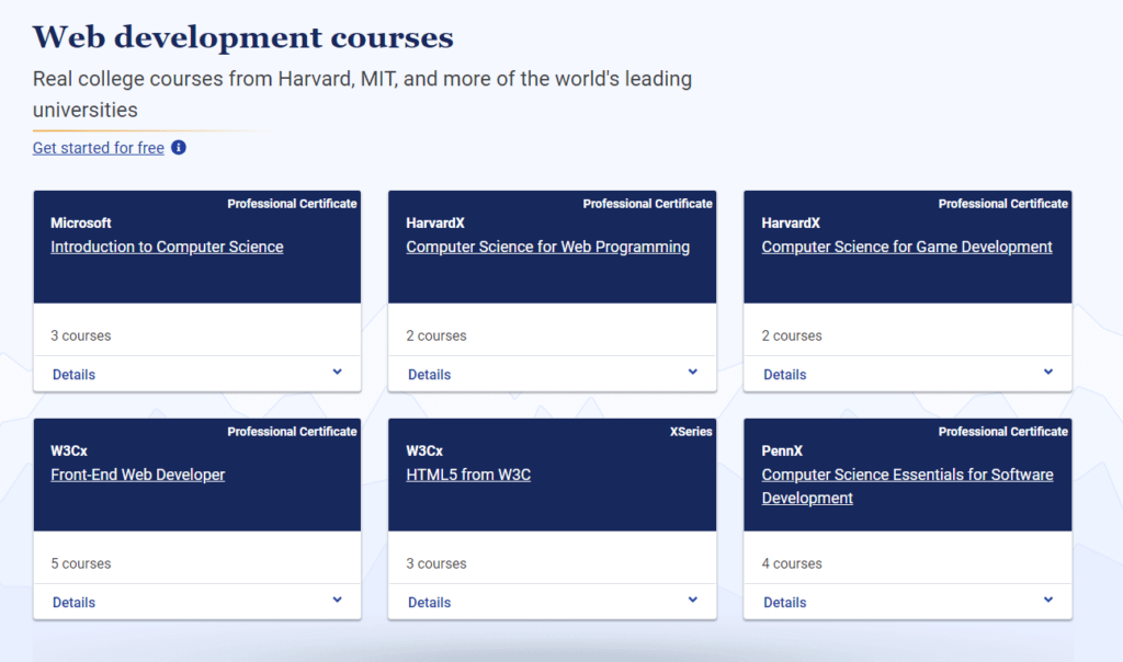 FREE Web Development Courses from EDX